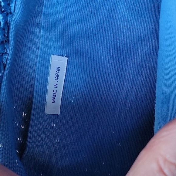 Raffia Blue Handmade Croshet Knitted Evening Pouch Clutch Bag Made in Japan - Picture 5 of 12